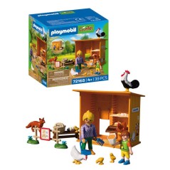 PLAYMOBIL Country 72168 Récolte d'oeufs au poulailler, renard