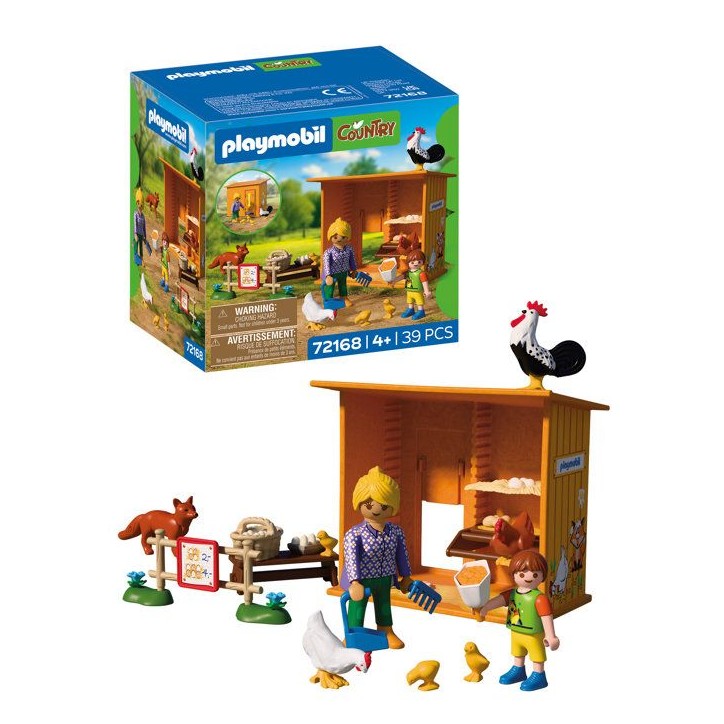 PLAYMOBIL Country 72168 Récolte d'oeufs au poulailler, renard