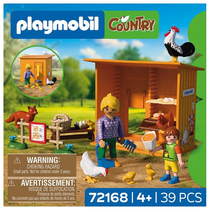 PLAYMOBIL Country 72168 Récolte d'oeufs au poulailler, renard