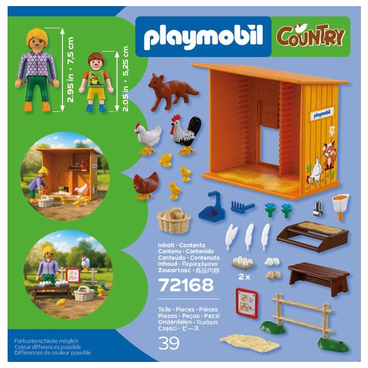 PLAYMOBIL Country 72168 Récolte d'oeufs au poulailler, renard
