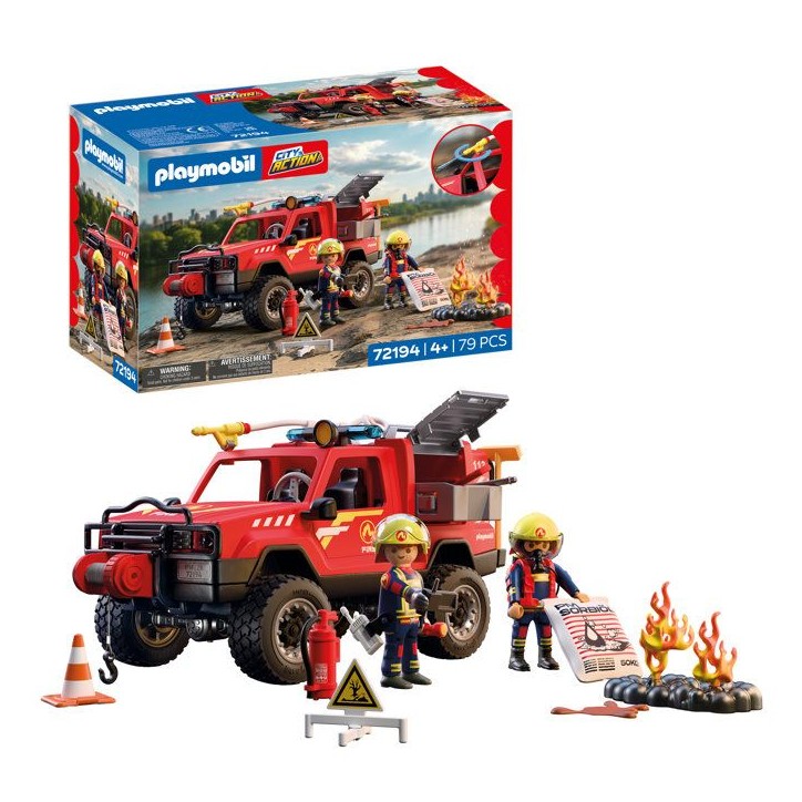 PLAYMOBIL City Action 72194 Pick-up de pompiers & 2 personnages