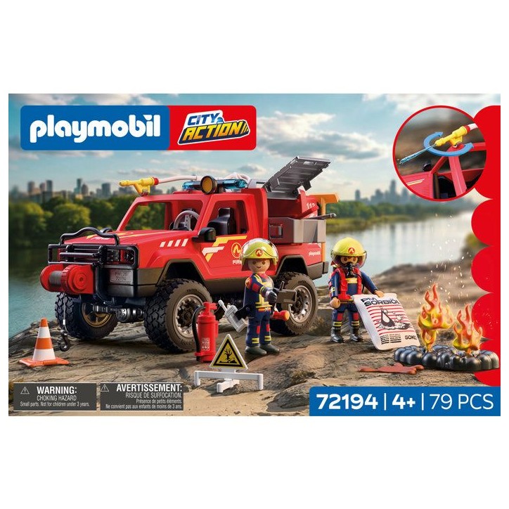 PLAYMOBIL City Action 72194 Pick-up de pompiers & 2 personnages