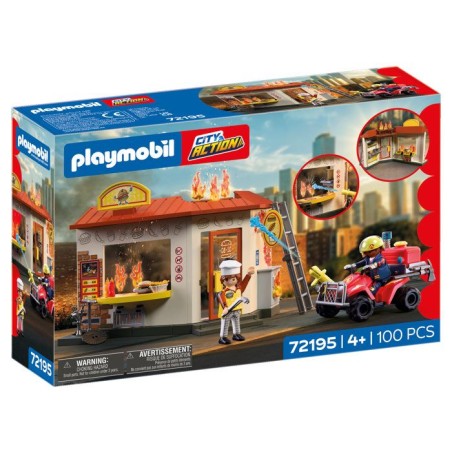 PLAYMOBIL City Action 72195 Restaurant en feu & quad de pompiers