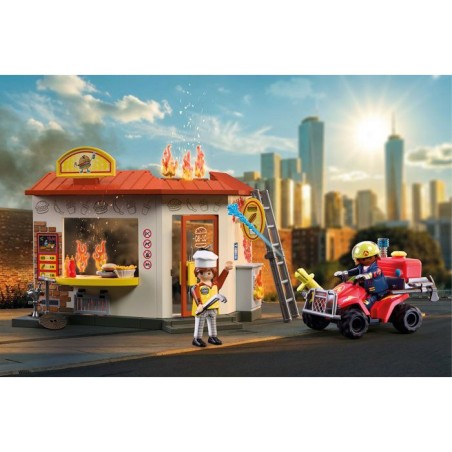 PLAYMOBIL City Action 72195 Restaurant en feu & quad de pompiers