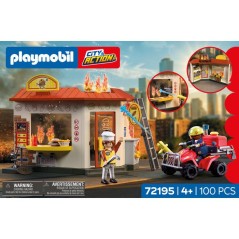PLAYMOBIL City Action 72195 Restaurant en feu & quad de pompiers