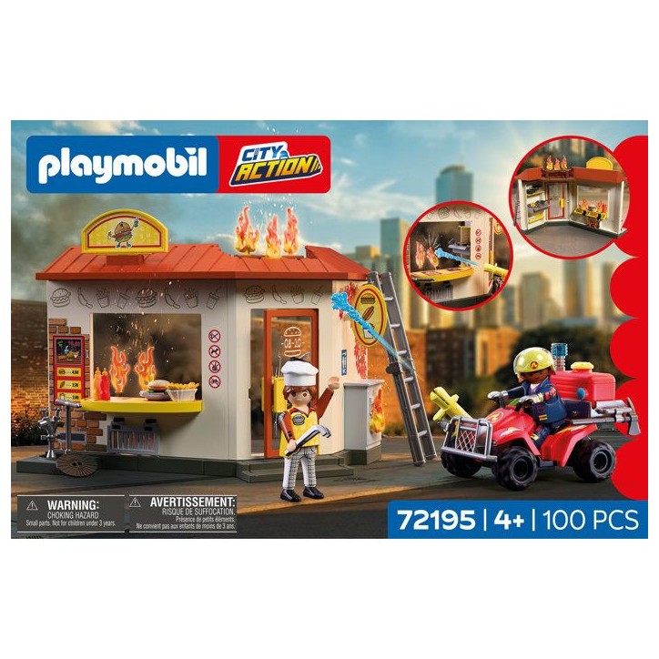PLAYMOBIL City Action 72195 Restaurant en feu & quad de pompiers
