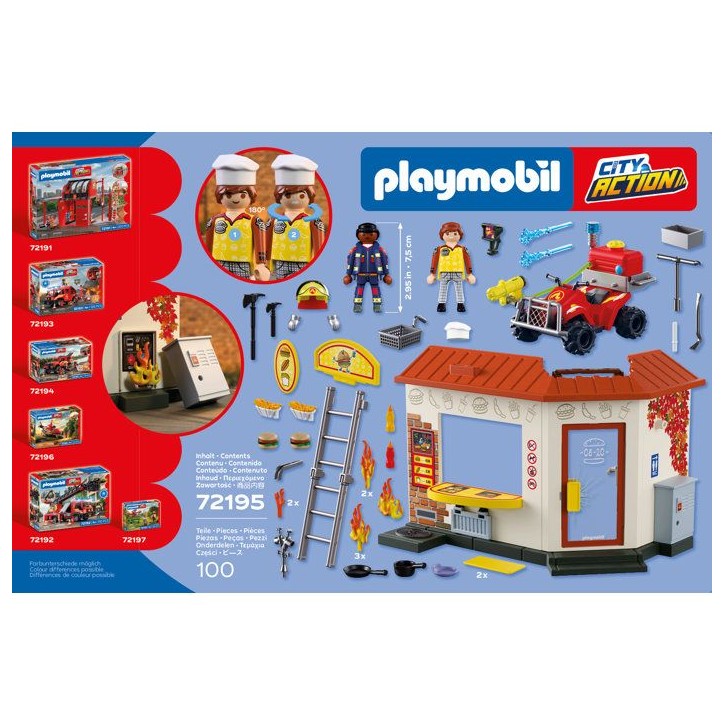 PLAYMOBIL City Action 72195 Restaurant en feu & quad de pompiers