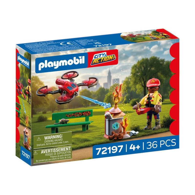 PLAYMOBIL City Action 72197 Drone de pompiers avec fleches d'eau