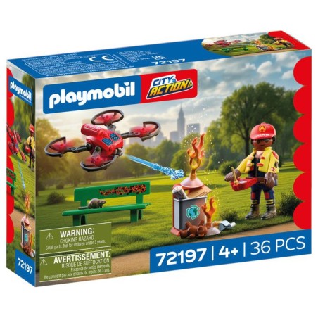 PLAYMOBIL City Action 72197 Drone de pompiers avec fleches d'eau