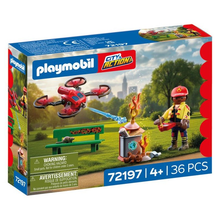 PLAYMOBIL City Action 72197 Drone de pompiers avec fleches d'eau
