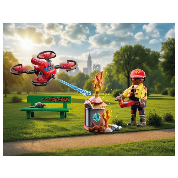 PLAYMOBIL City Action 72197 Drone de pompiers avec fleches d'eau