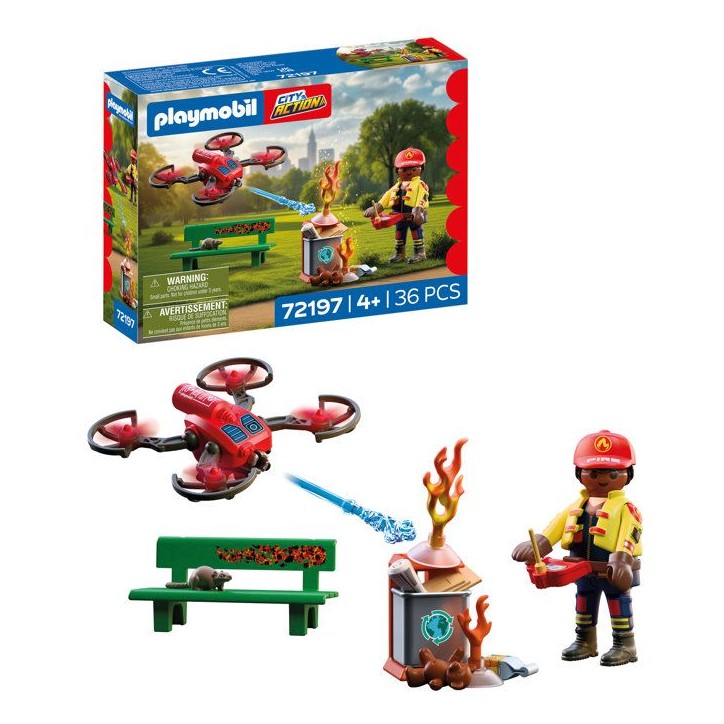 PLAYMOBIL City Action 72197 Drone de pompiers avec fleches d'eau