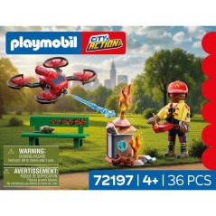 PLAYMOBIL City Action 72197 Drone de pompiers avec fleches d'eau