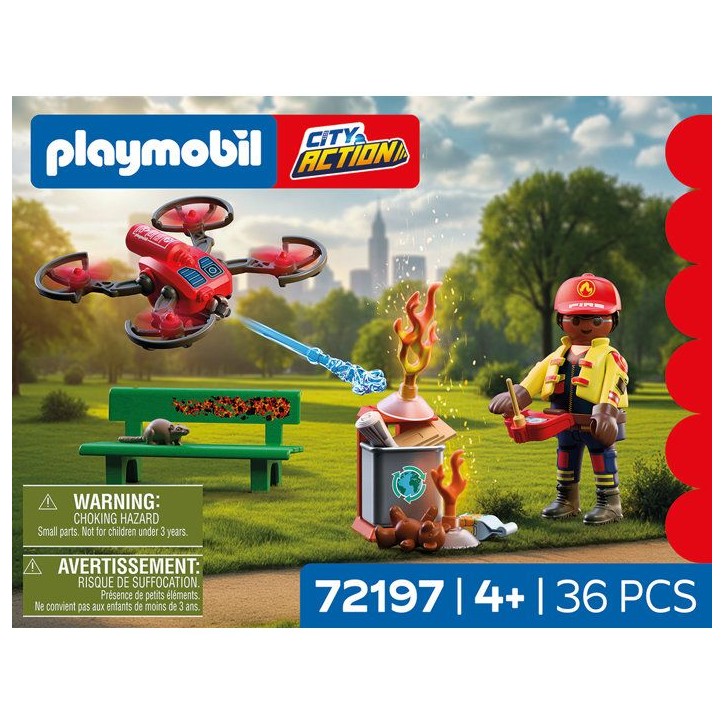 PLAYMOBIL City Action 72197 Drone de pompiers avec fleches d'eau
