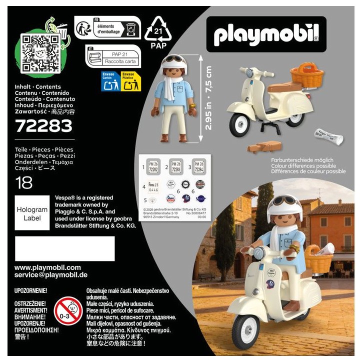 PLAYMOBIL 72283 Vespa 80eme anniversaire : Style Classique, 18 pieces, Des 14 ans