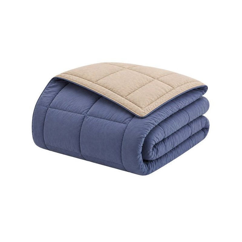 CALGARY - Couette Chaude Microfibre 400gr/m² - Pétrole et Mastic - 1