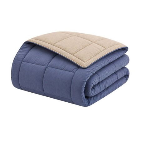 CALGARY - Couette Chaude Microfibre 400gr/m² - Pétrole et Mastic - 1