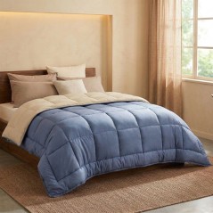 CALGARY - Couette Chaude Microfibre 400gr/m² - Pétrole et Mastic - 1