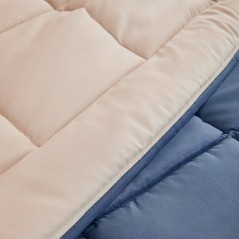 CALGARY - Couette Chaude Microfibre 400gr/m² - Pétrole et Mastic - 1