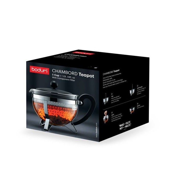Théiere - BODUM - Chamboard - Tamis plastique - 1 l - Noir