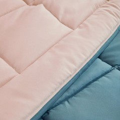 CALGARY - Couette Chaude Microfibre 400gr/m² - Beige Galet & Vert Lac