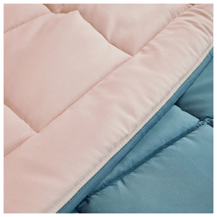 CALGARY - Couette Chaude Microfibre 400gr/m² - Beige Galet & Vert Lac - 220 x 240 cm