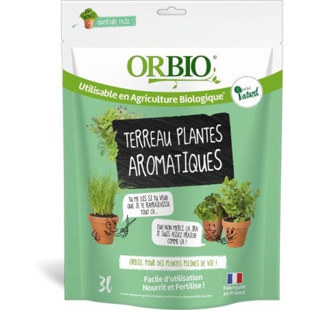 Terreau plantes aromatiques - ORBIO - 3 L - Substrat spécifique aroma