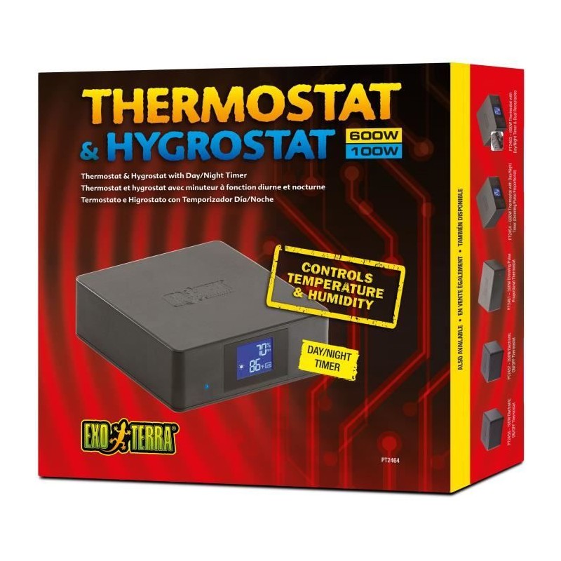 Thermostat et hygrostat pour terrarium - EXO TERRA - Avec minuteur - F