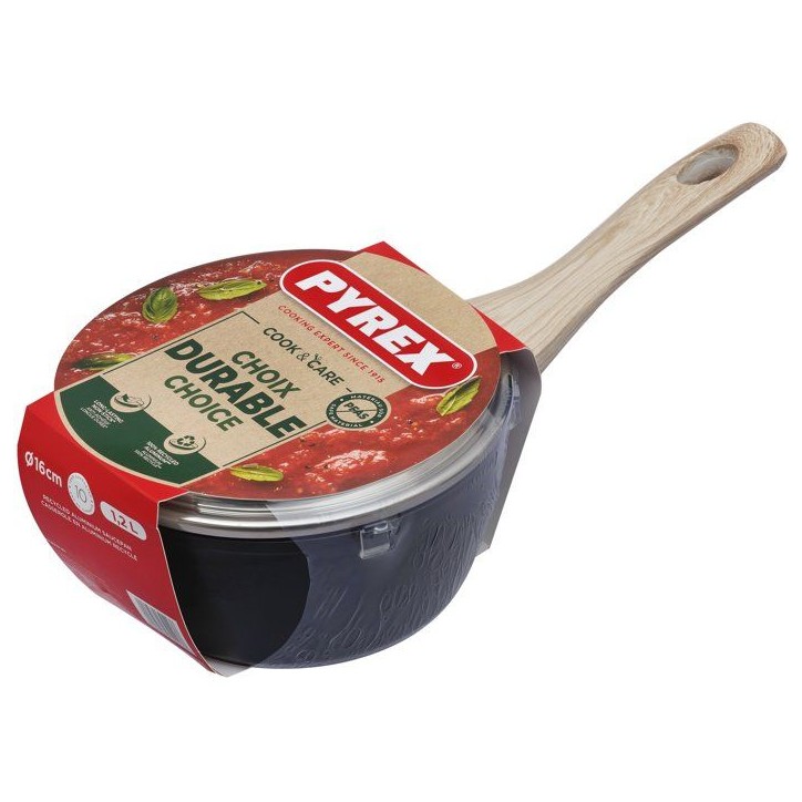 Casserole avec couvercle - PYREX - Cook & Care - 16 cm - Anti-adhérent - Induction - Sans PFAS Casserole avec couvercle - PYREX - Cook & Care - 16 cm - Anti-adhérent - Induction - Sans PFAS
