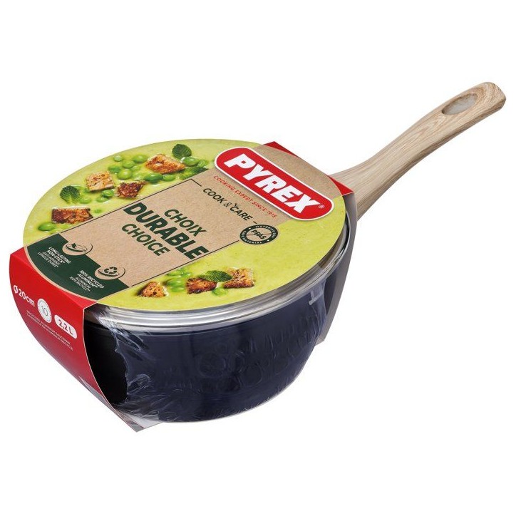 Casserole avec couvercle - PYREX - Cook & Care - 20 cm - Anti-adhérent - Induction - Sans PFAS