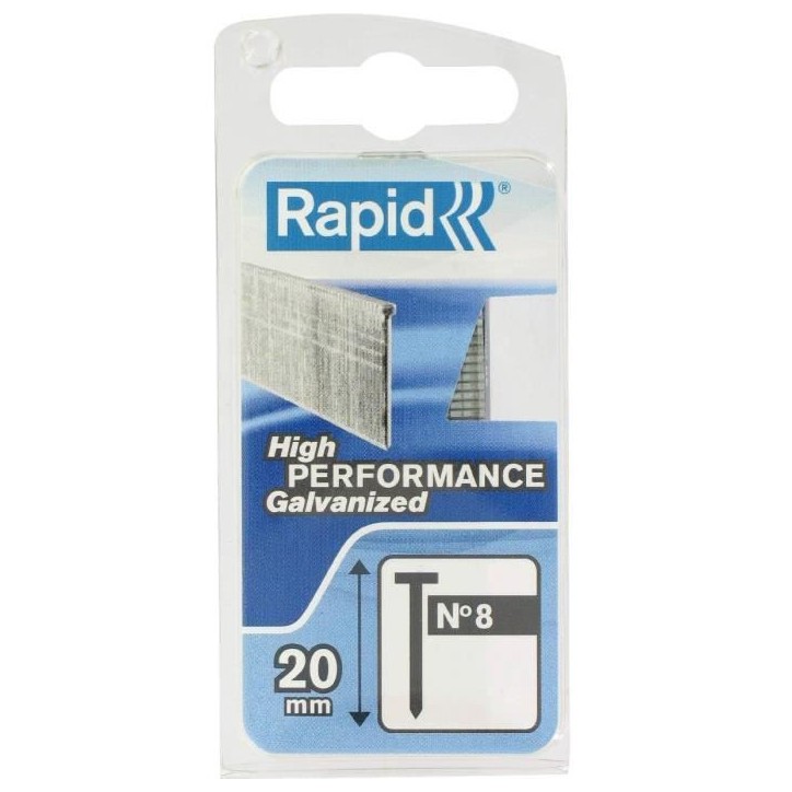 Clous galvanisés RAPID N°8/20 mm - Fil fin - Idéal pour la finition - Gris Clous galvanisés RAPID N°8/20 mm - Fil fin - Idéal pour la finition - Gris