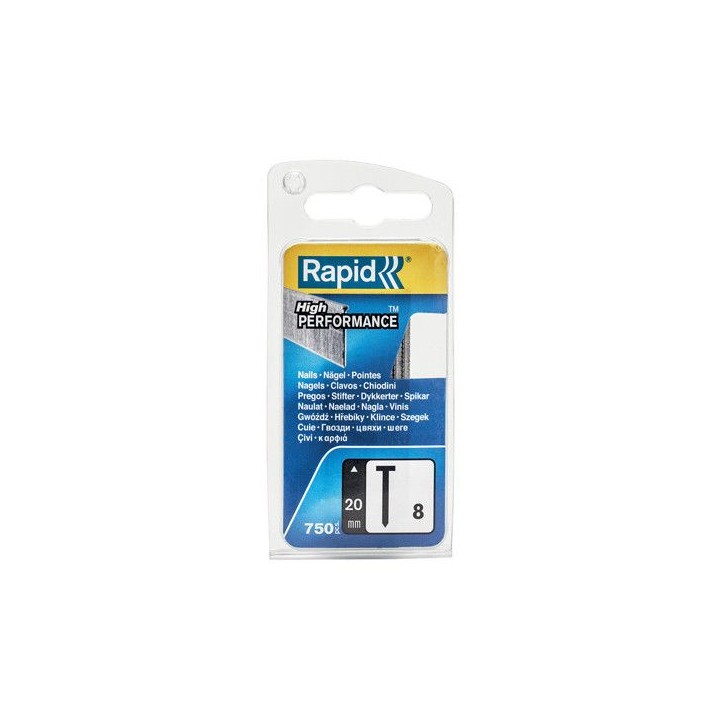Clous galvanisés RAPID N°8/20 mm - Fil fin - Idéal pour la finition - Gris Clous galvanisés RAPID N°8/20 mm - Fil fin - Idéal pour la finition - Gris