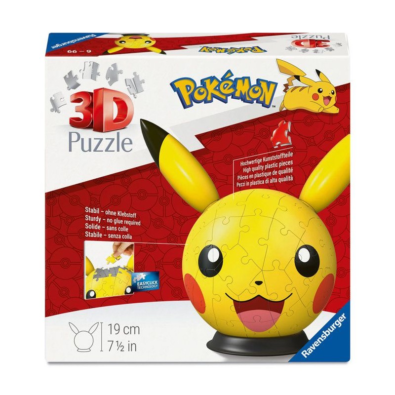 Ravensburger - Puzzle 3D Ball - Pikachu Pokémon - Des 6 ans - 72 piec