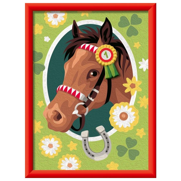 Ravensburger – CreArt Kids 18x24cm – Numéro d'Art – Cheval de course – Edition plâtre–Kit de peinture par numéros Ravensburger – CreArt Kids 18x24cm – Numéro d'Art – Cheval de course – Edition plâtre–Kit de peinture par numéros