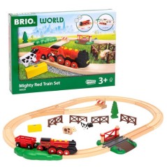 BRIO World - 36029 - Circuit Campagne Locomotive a piles - Coffret de 24 pieces avec animaux - Circuit de train en bois - Des 3