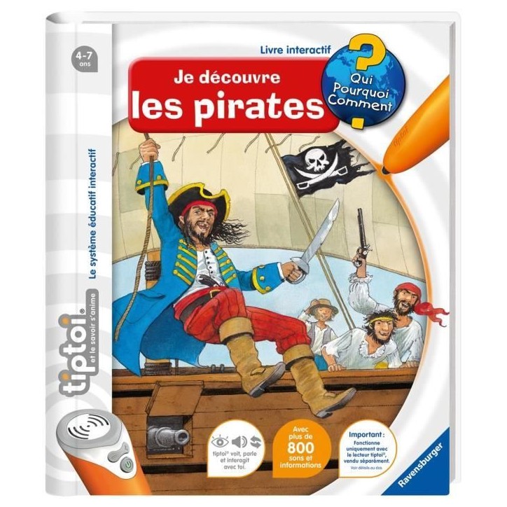 tiptoi, Livre interactif, Je découvre les pirates, 4 ans, 13099004, Ravensburger
