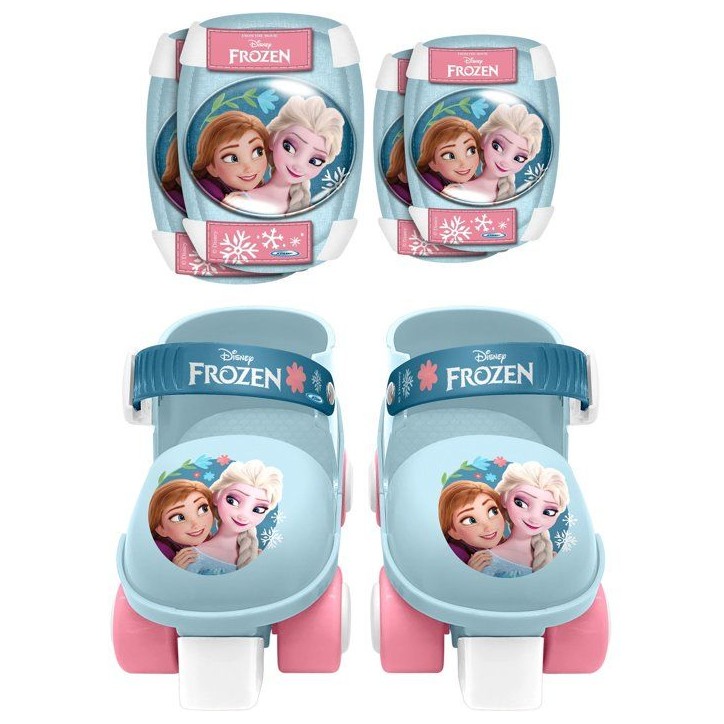 Set patins a roulettes et protections - LA REINE DES NEIGE - RN246035 - Avec coudieres et genouilleres - Bleu