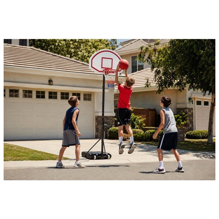 Panier de basketball - REZO - Réglable de 1,65 a 2,10 m - Deux roues - Livré avec un ballon et une pompe Panier de basketball - REZO - Réglable de 1,65 a 2,10 m - Deux roues - Livré avec un ballon et une pompe