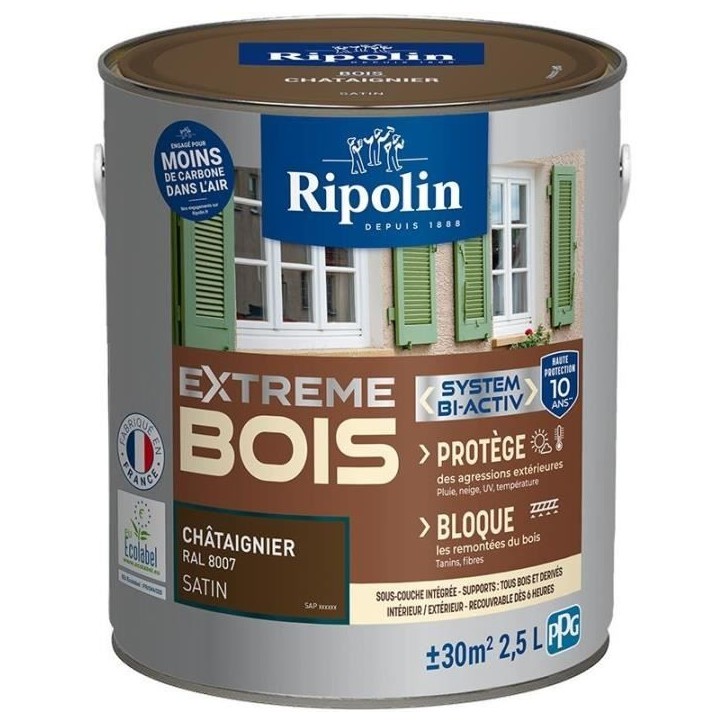 Peinture Extreme bois - Châtaignier satin - RIPOLIN - 2,5 L Peinture Extreme bois - Châtaignier satin - RIPOLIN - 2,5 L