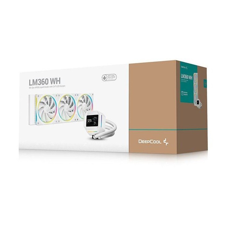DEEPCOOL - R-LM360-WHDMMC-1 - Watercooling - 360mm AIO - Ecran IPS 2,4 pouces - Blanc - Pompe 6eme génération - 2500 a 3400 tr DEEPCOOL - R-LM360-WHDMMC-1 - Watercooling - 360mm AIO - Ecran IPS 2,4 pouces - Blanc - Pompe 6eme génération - 2500 a 3400 tr
