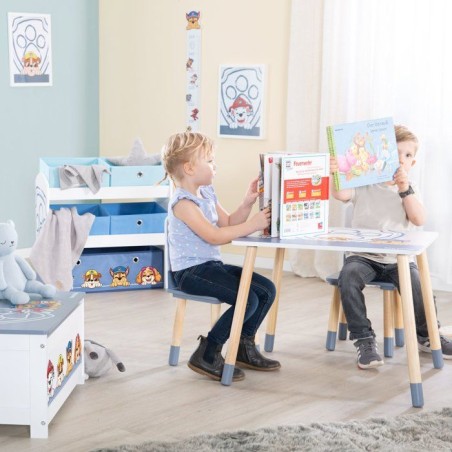 Set table et 2 chaises pour enfant - ROBA - Pat'Patrouille - Pieds en bois massif - Blanc / Ciel / Naturel