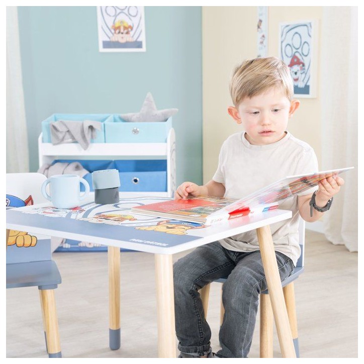 Set table et 2 chaises pour enfant - ROBA - Pat'Patrouille - Pieds en bois massif - Blanc / Ciel / Naturel Set table et 2 chaises pour enfant - ROBA - Pat'Patrouille - Pieds en bois massif - Blanc / Ciel / Naturel