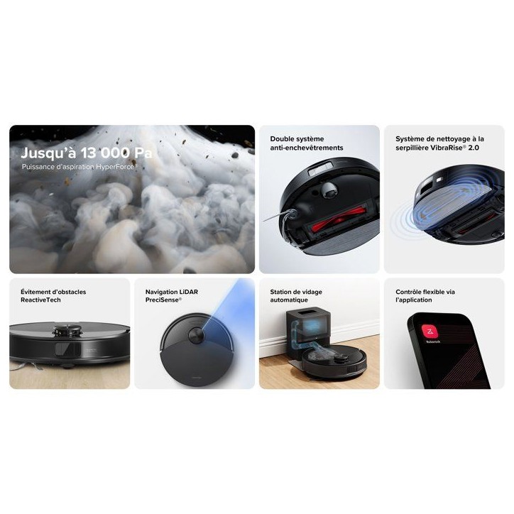 Robot aspirateur laveur - ROBOROCK Q10 Max+ Black - Autonomie longue durée - Aspiration 13 000 Pa - Station automatique Robot aspirateur laveur - ROBOROCK Q10 Max+ Black - Autonomie longue durée - Aspiration 13 000 Pa - Station automatique