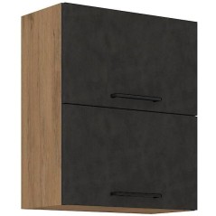 Meuble haut ROCK - Mélaminé décor chene lancelot et gris matera - 1