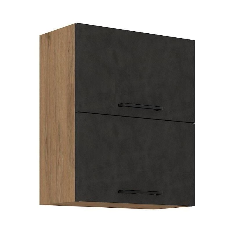 Meuble haut ROCK - Mélaminé décor chene lancelot et gris matera - 1
