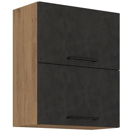 Meuble haut ROCK - Mélaminé décor chene lancelot et gris matera - 1