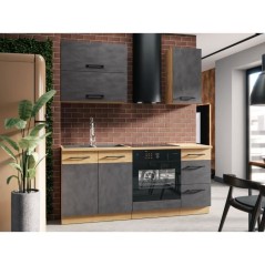 Meuble haut ROCK - Mélaminé décor chene lancelot et gris matera - 1