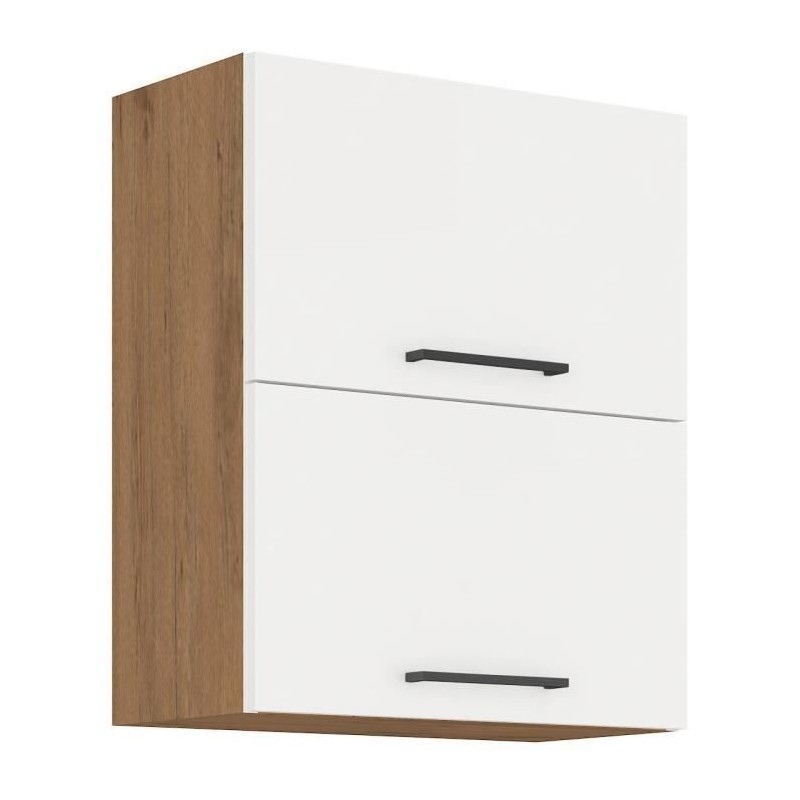 ROCK - Meuble haut - Mélaminé chene Lancelot et Blanc brillant - 60