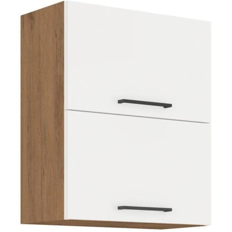 ROCK - Meuble haut - Mélaminé chene Lancelot et Blanc brillant - 60
