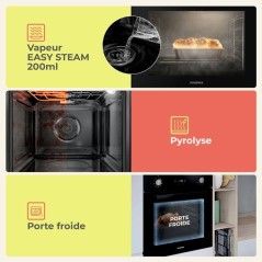 Four encastrable Pyrolyse + Chaleur pulsée + Vapeur Easy Steam - ROSI